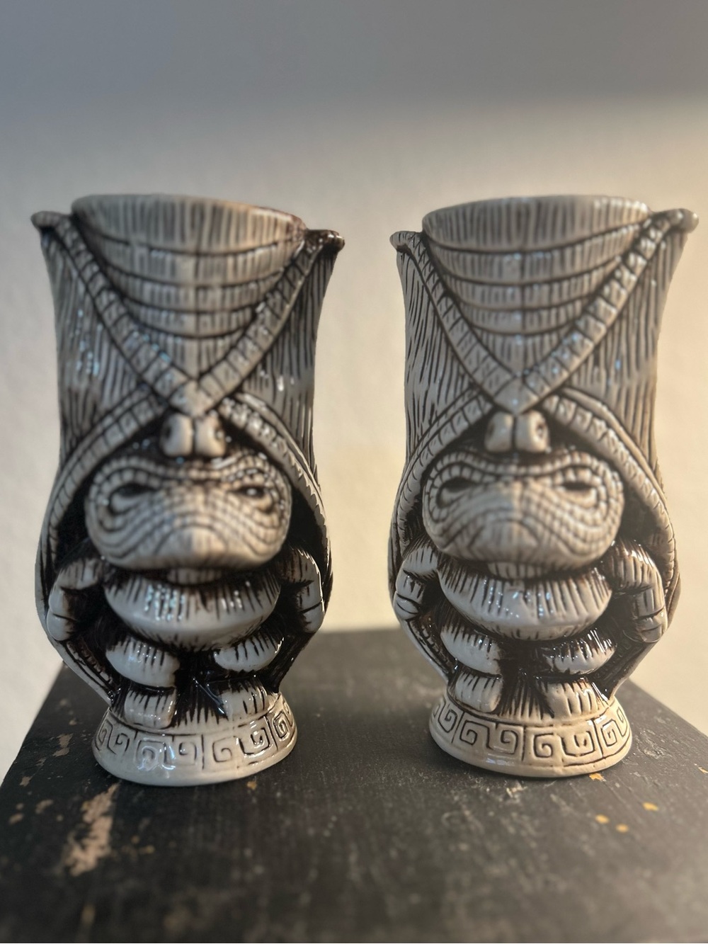 Pair of Tiki Lin Ceramic Hawaiian Cheeky Tiki Mug Hawaii Barware Souvenir Cups